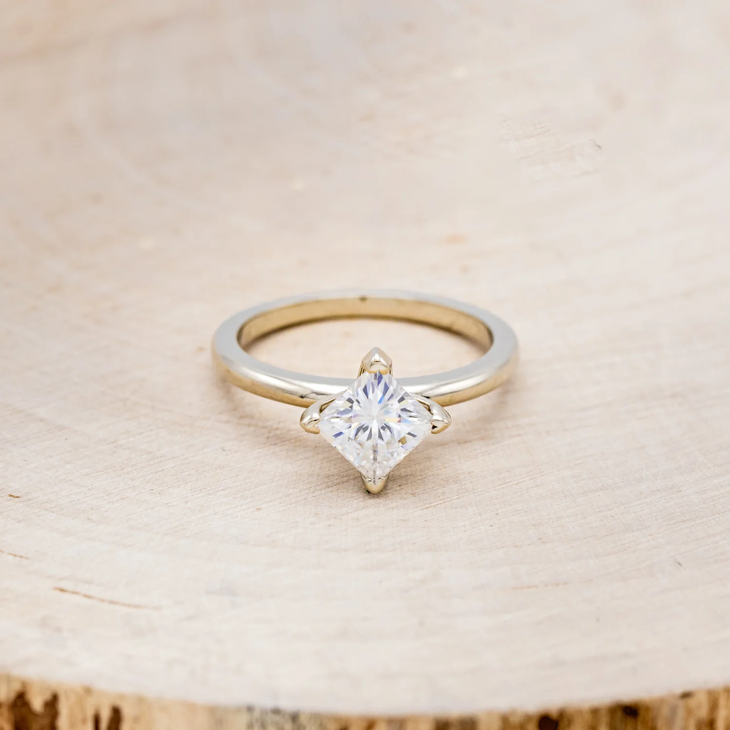 POINT-SET PRINCESS CUT MOISSANITE SOLITAIRE ENGAGEMENT RING - Image 10