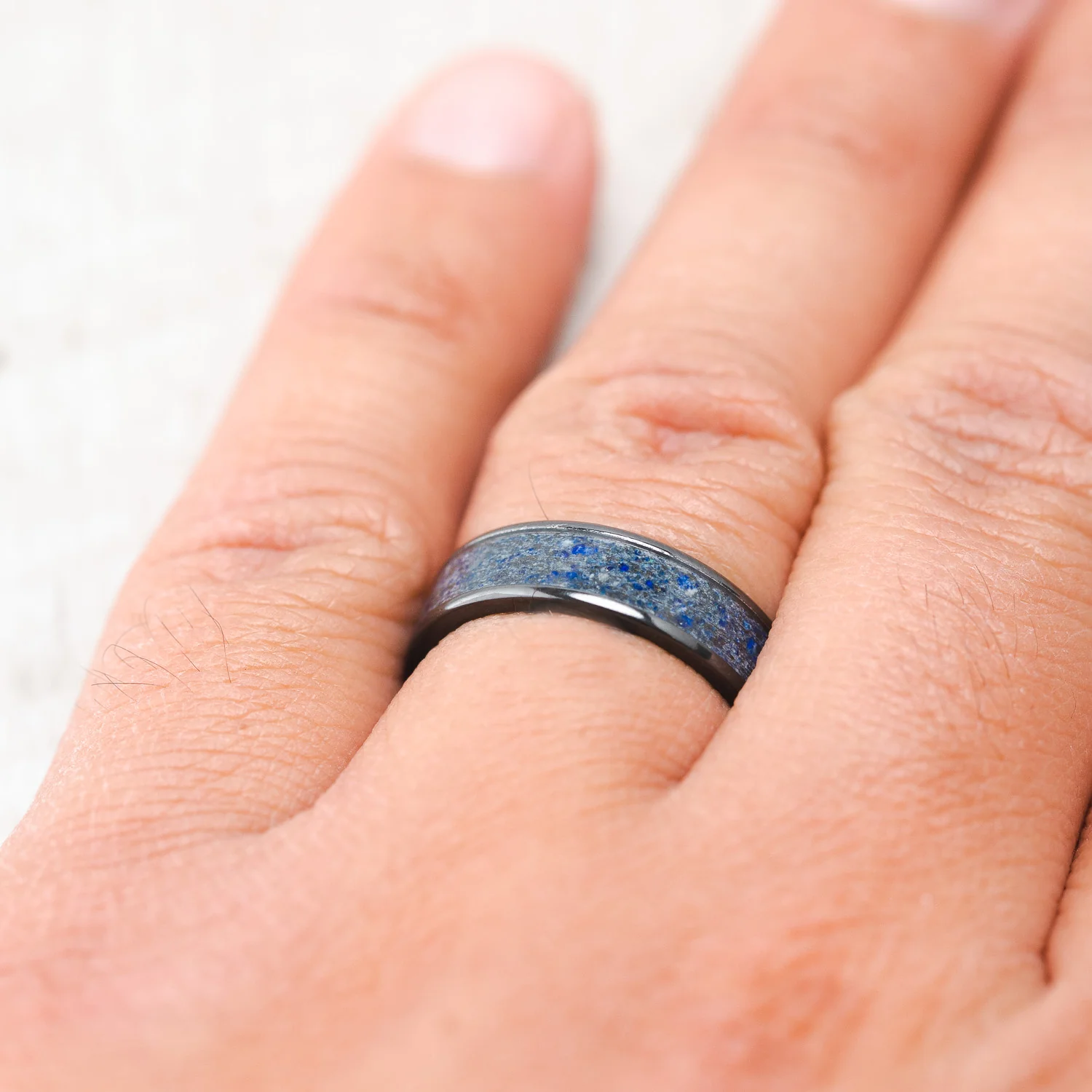 "RAINIER" - LAPIS LAZULI WEDDING BAND - Image 13