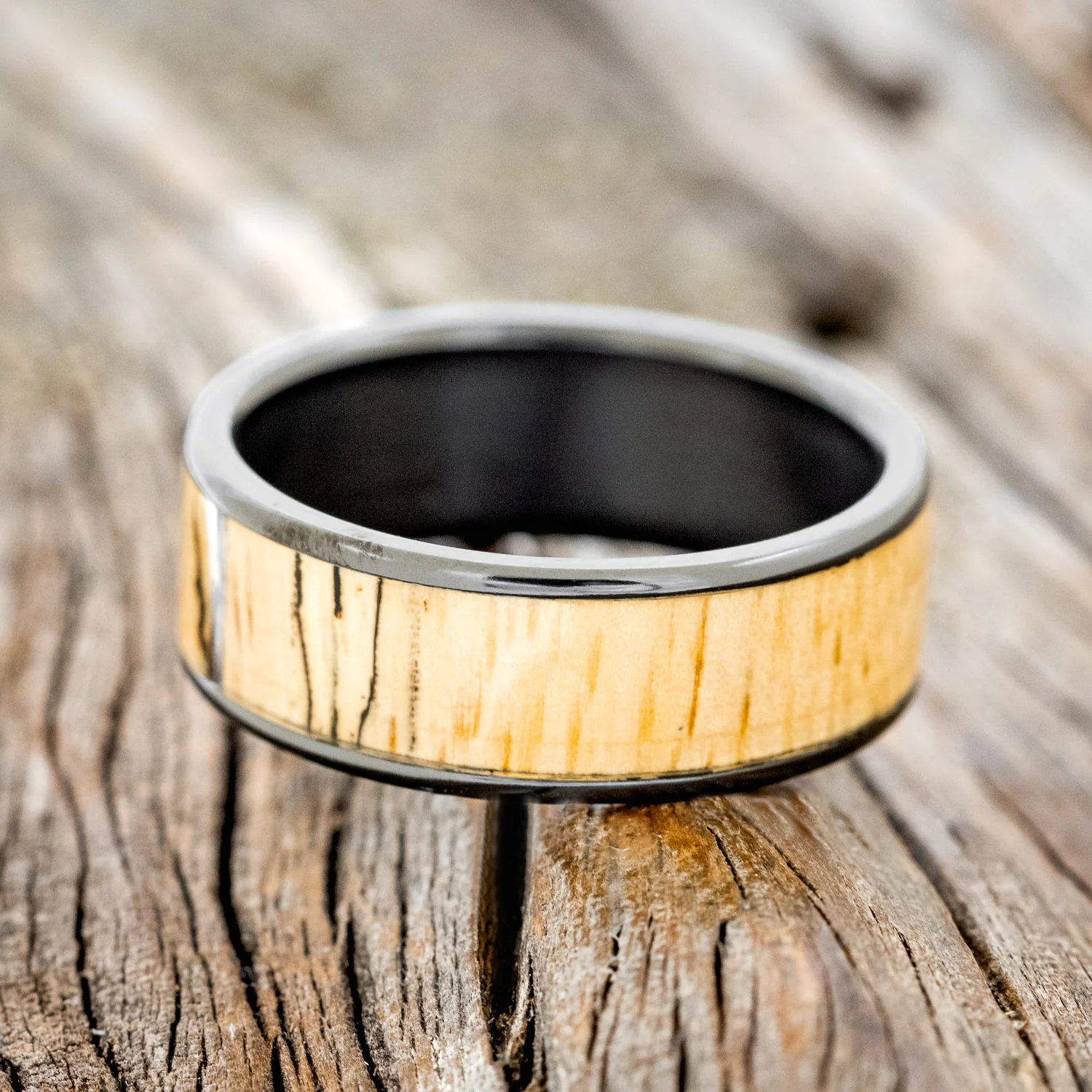 "RAINIER" - SPALTED MAPLE WEDDING BAND - Image 6
