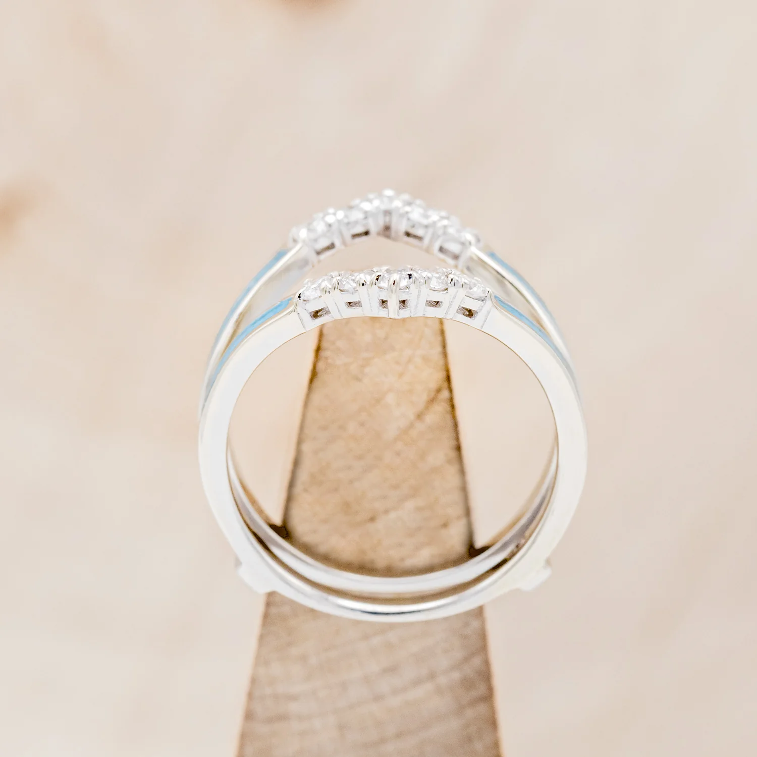 "RAYA" RING GUARD - CRUSHED TURQUOISE RING GUARD WITH DIAMOND ACCENTS - Image 5