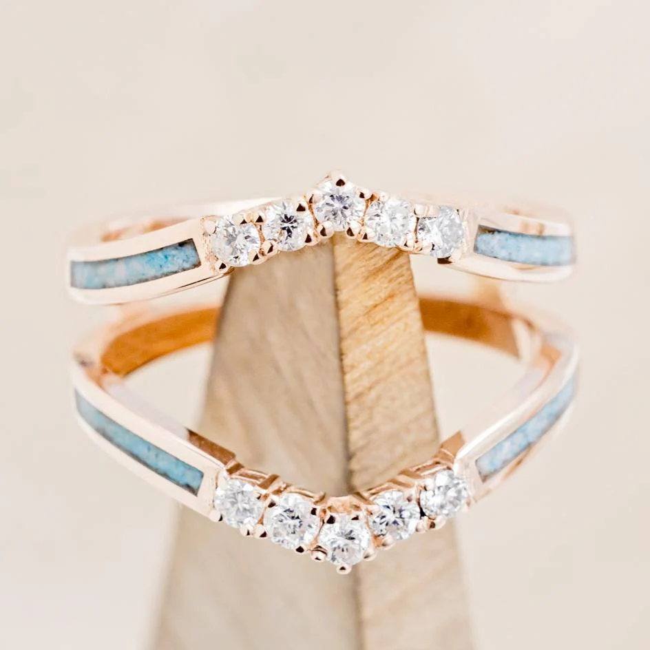 "RAYA" RING GUARD - CRUSHED TURQUOISE RING GUARD WITH DIAMOND ACCENTS - Image 7