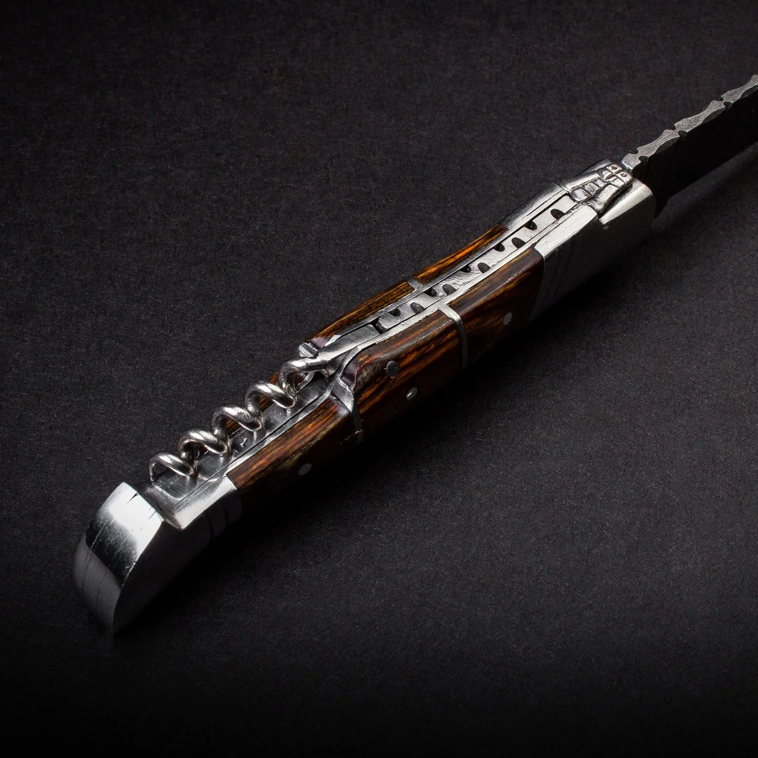 "RHONE RANGERS" - HANDMADE DAMASCUS STEEL FOLDING KNIFE WITH WINE CORKSCREW by Forseti Steel™ - Image 10