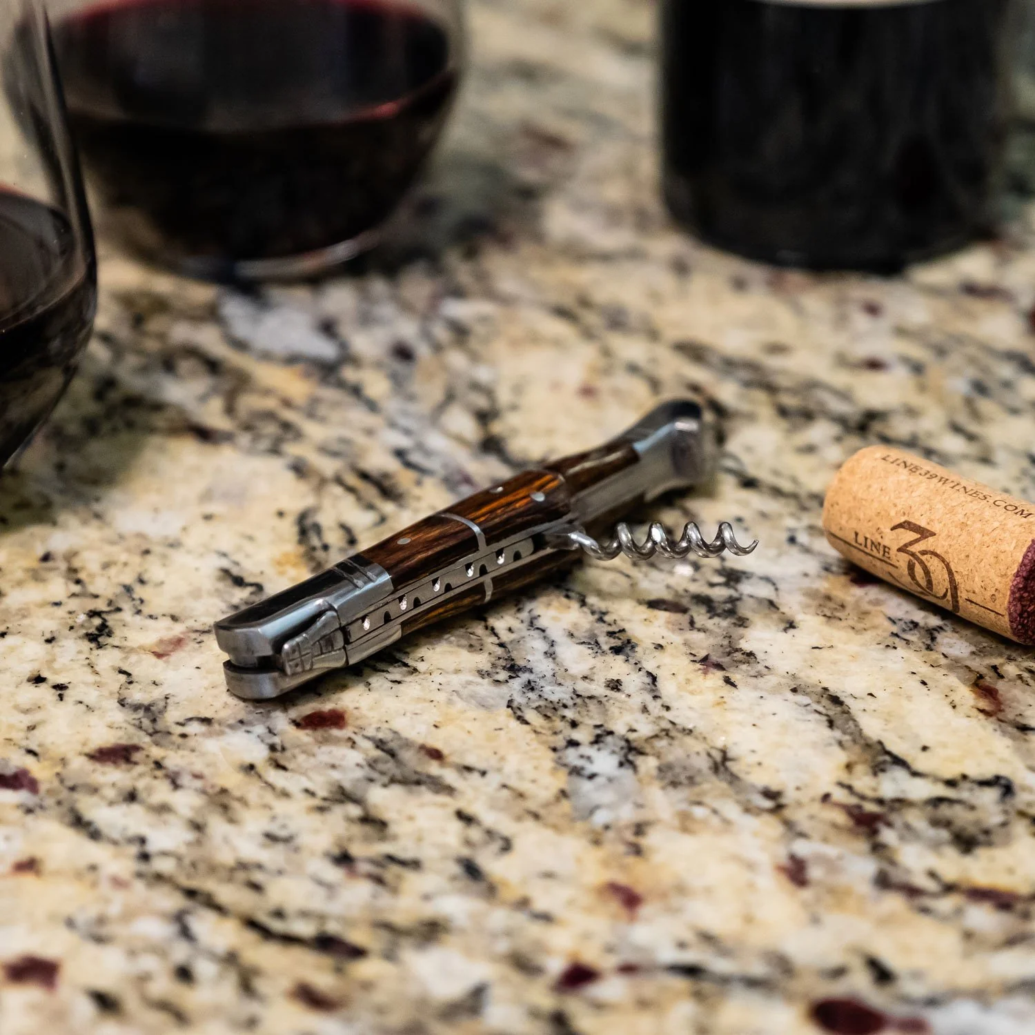 "RHONE RANGERS" - HANDMADE DAMASCUS STEEL FOLDING KNIFE WITH WINE CORKSCREW by Forseti Steel™ - Image 16