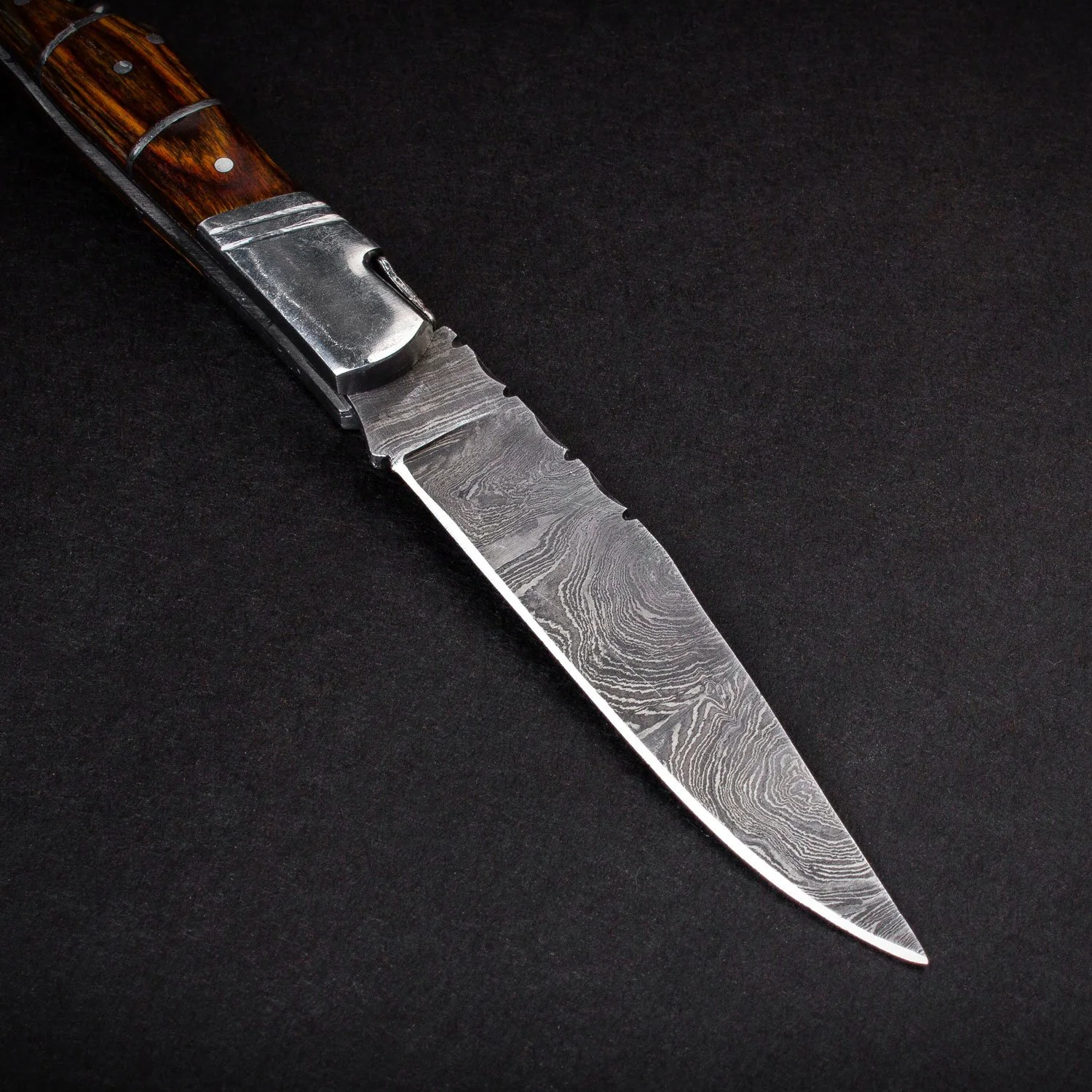 "RHONE RANGERS" - HANDMADE DAMASCUS STEEL FOLDING KNIFE WITH WINE CORKSCREW by Forseti Steel™ - Image 7