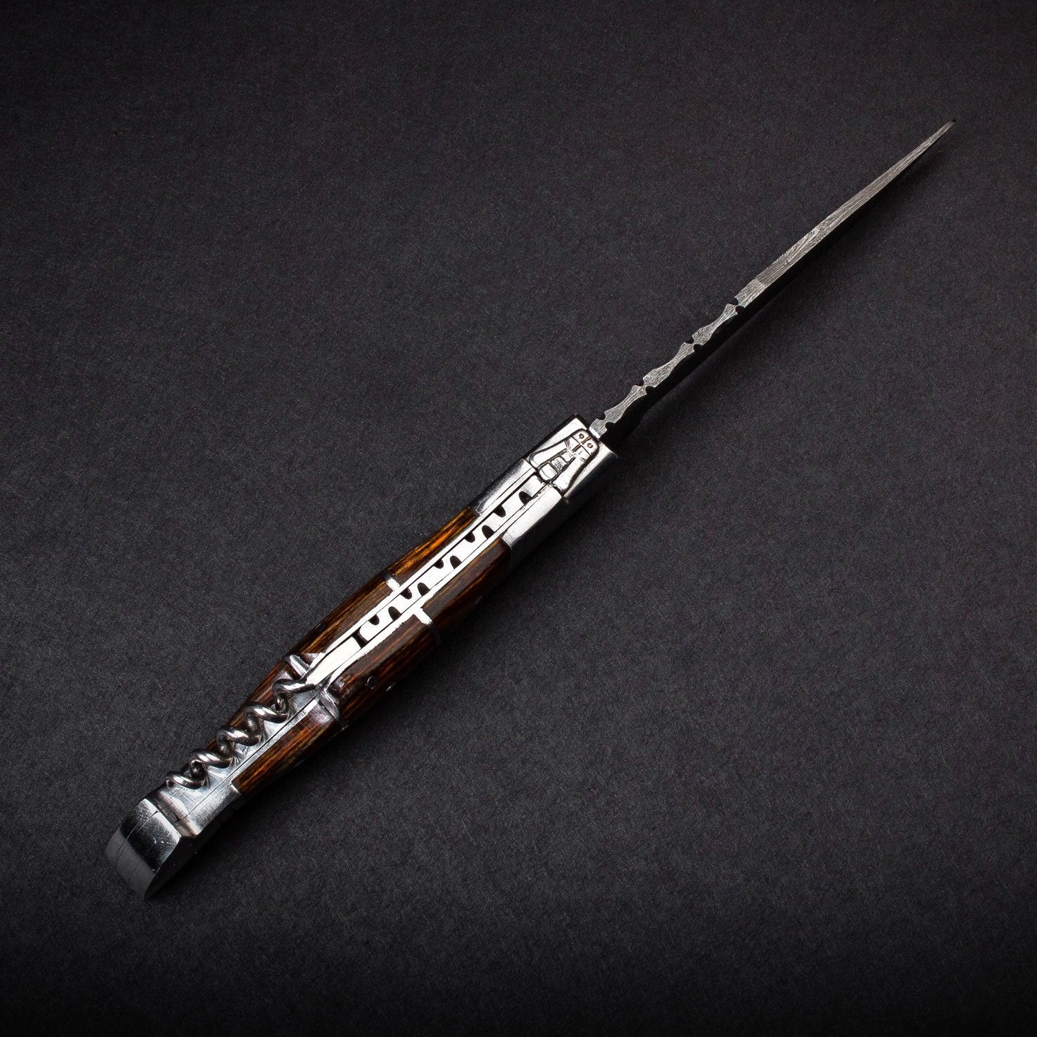 "RHONE RANGERS" - HANDMADE DAMASCUS STEEL FOLDING KNIFE WITH WINE CORKSCREW by Forseti Steel™ - Image 9
