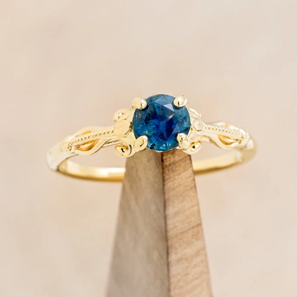 "ROSEMARY" - ENGAGEMENT RING WITH DIAMOND STACKING BAND - MOUNTING ONLY - SELECT YOUR OWN STONE - Image 4