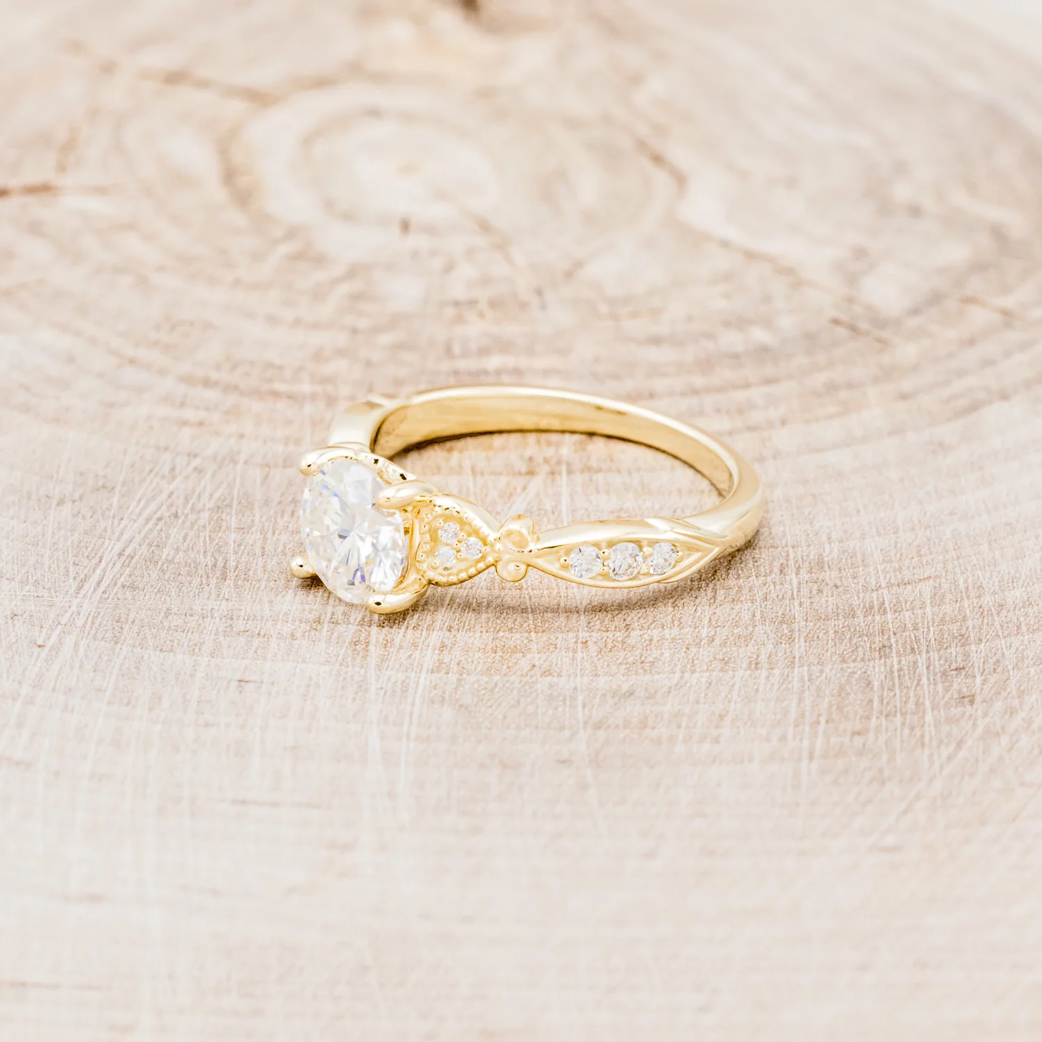 "VIVIANA" - ROUND CUT CENTER STONE ENGAGEMENT RING WITH DIAMOND ACCENTS - Image 4
