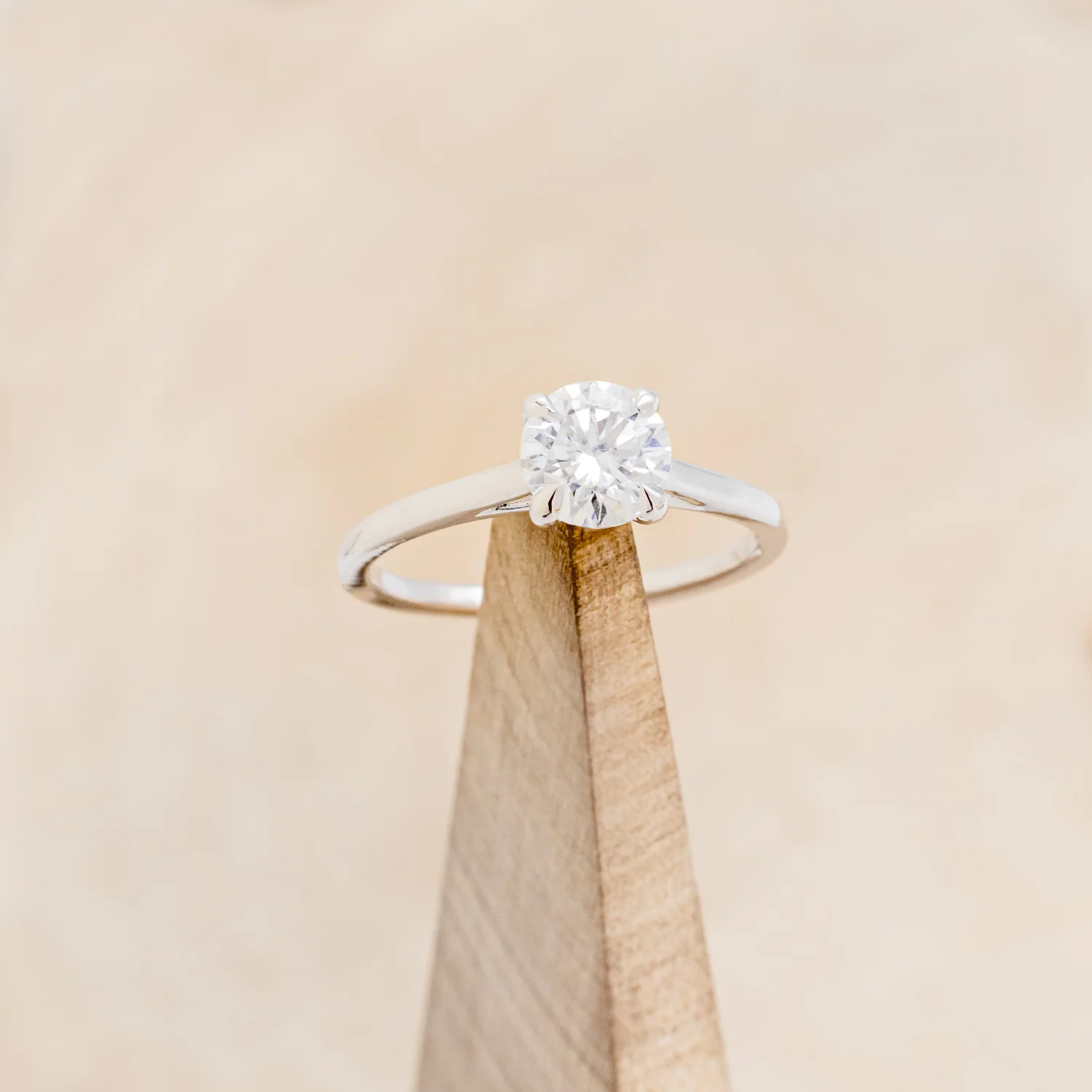 ROUND CUT MOISSANITE SOLITAIRE ENGAGEMENT RING WITH "ZUNI" TURQUOISE RING GUARD - Image 6