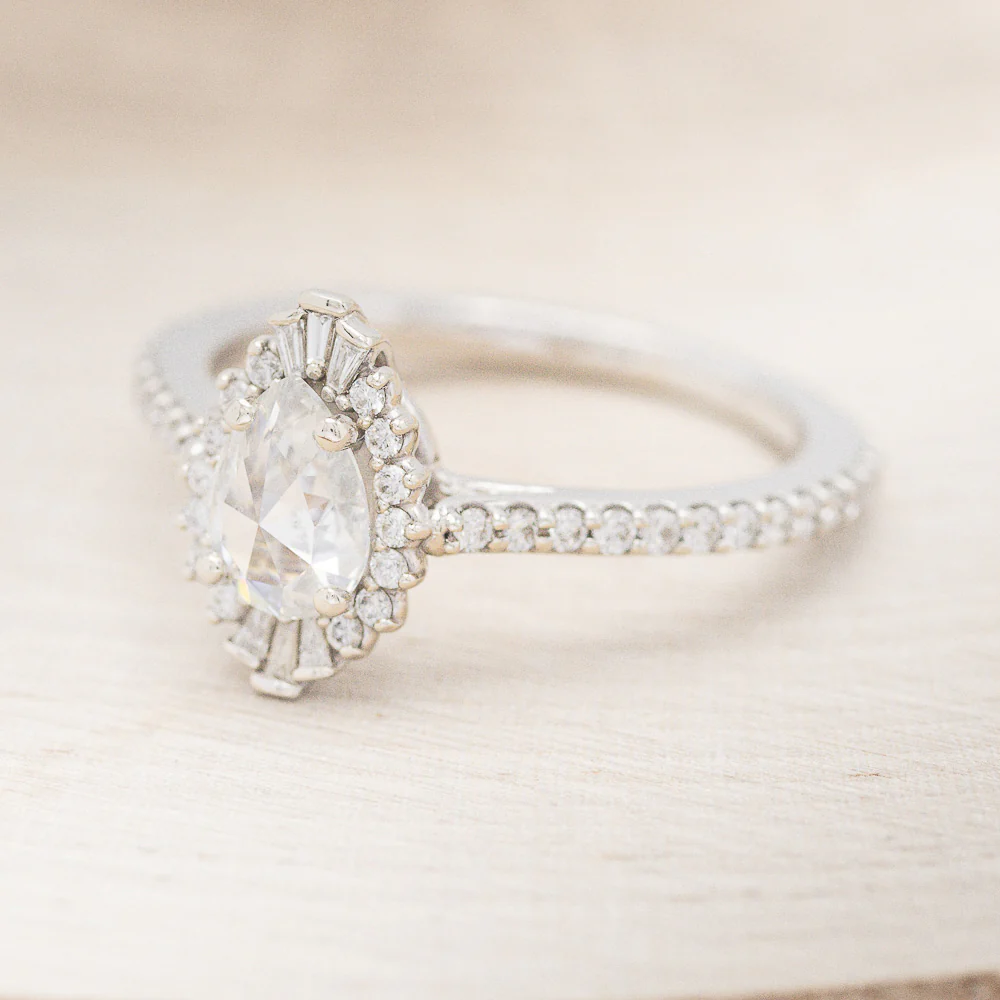 "THEIA" - PEAR CUT MOISSANITE ENGAGEMENT RING WITH DIAMOND TRACER - Image 12