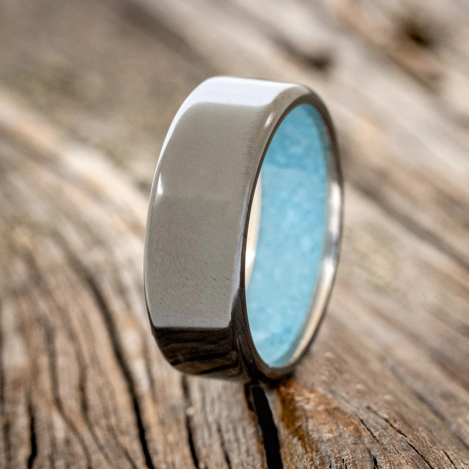 TURQUOISE LINED WEDDING BAND - Image 13