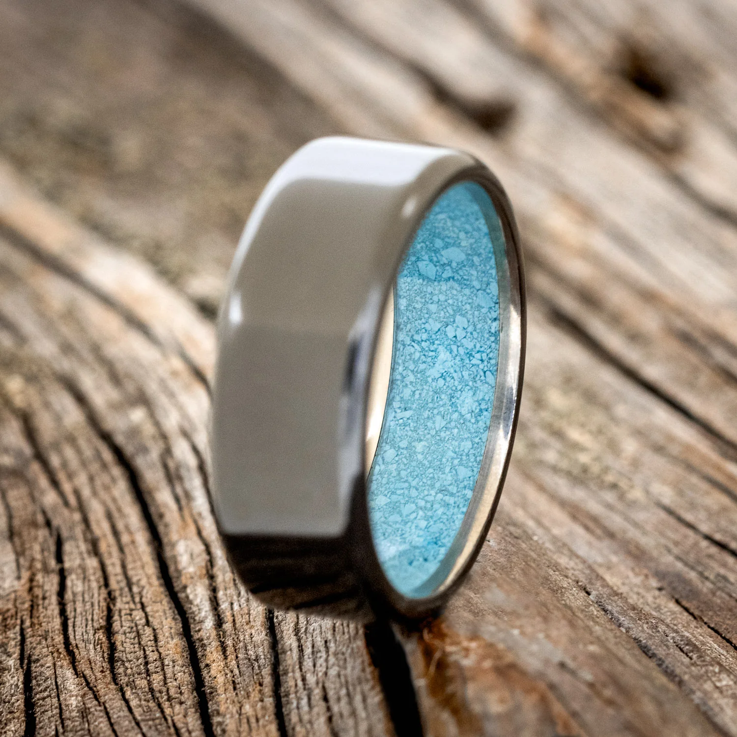 TURQUOISE LINED WEDDING BAND - Image 14