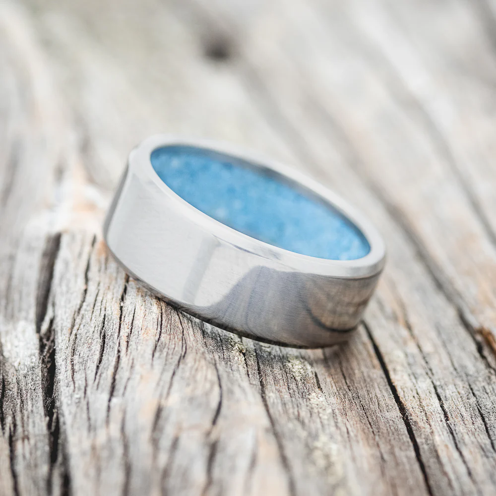 TURQUOISE LINED WEDDING BAND - Image 3