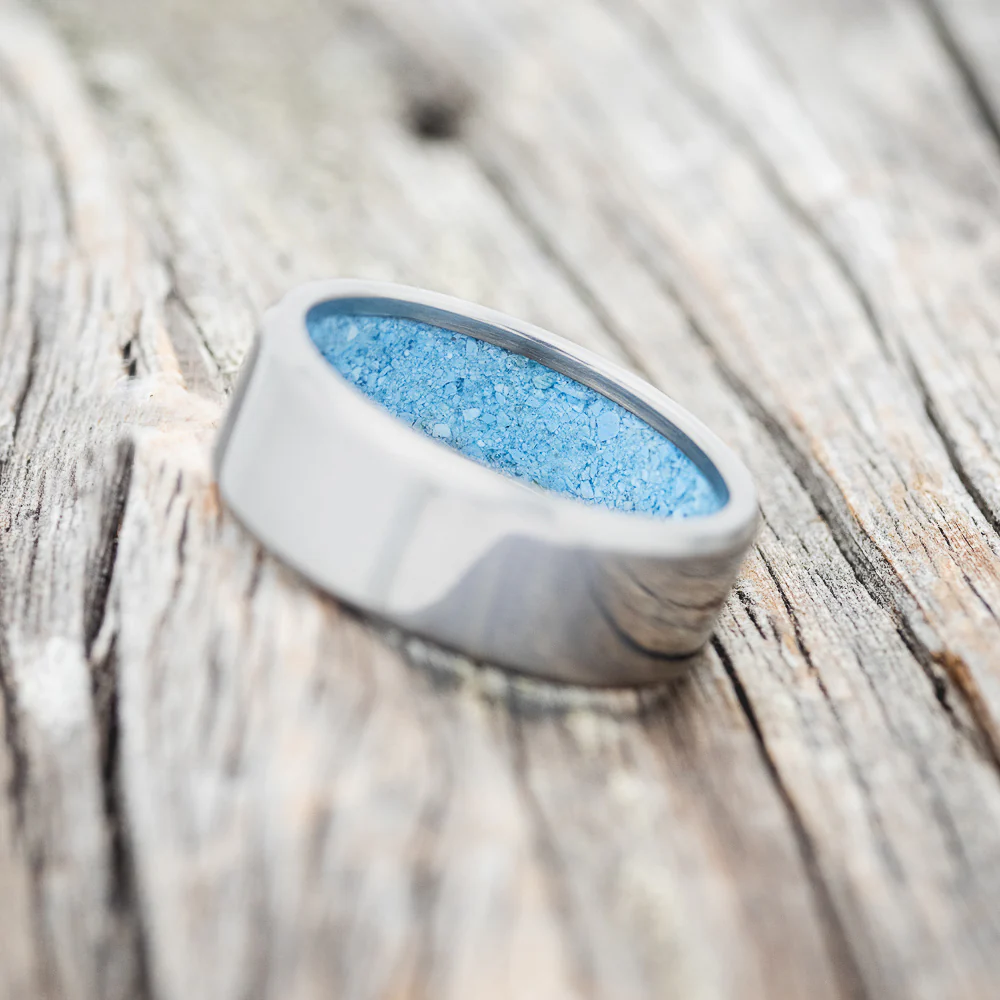 TURQUOISE LINED WEDDING BAND - Image 4