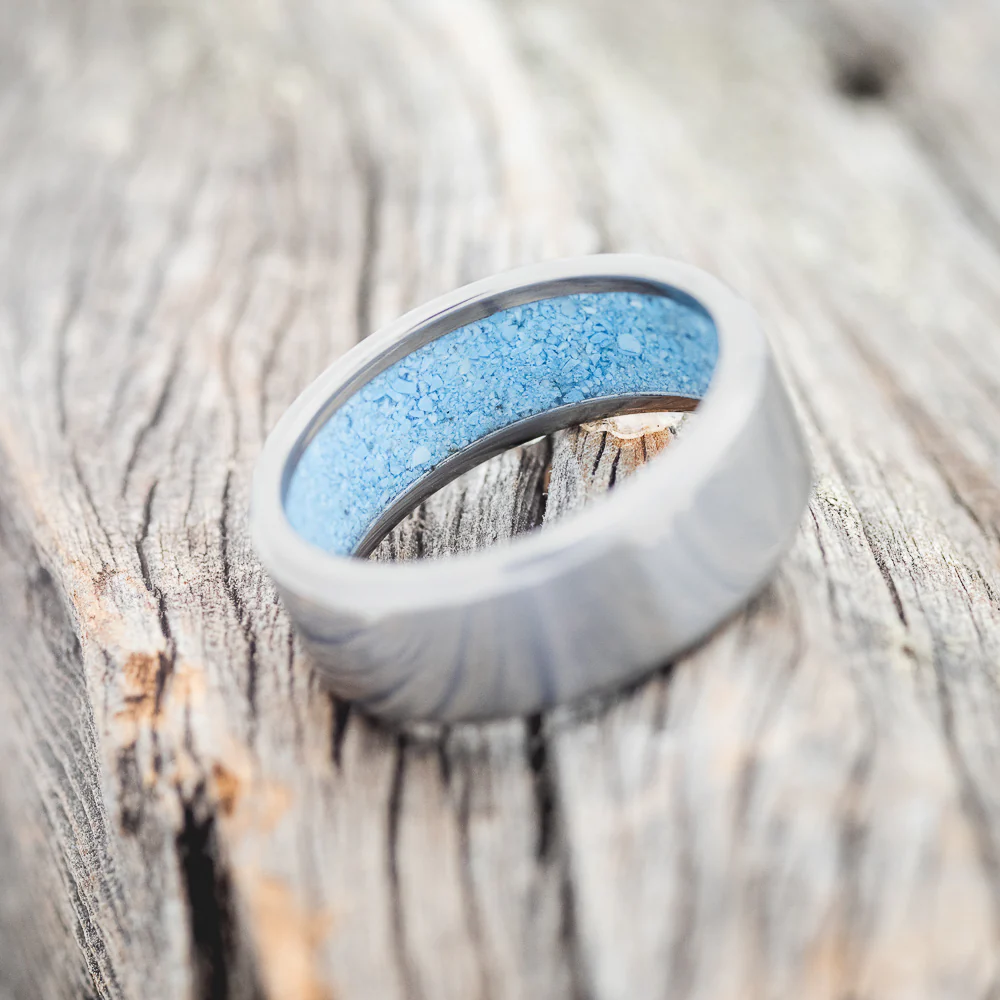 TURQUOISE LINED WEDDING BAND - Image 6