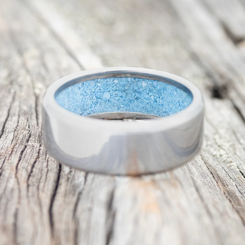 TURQUOISE LINED WEDDING BAND - Image 8