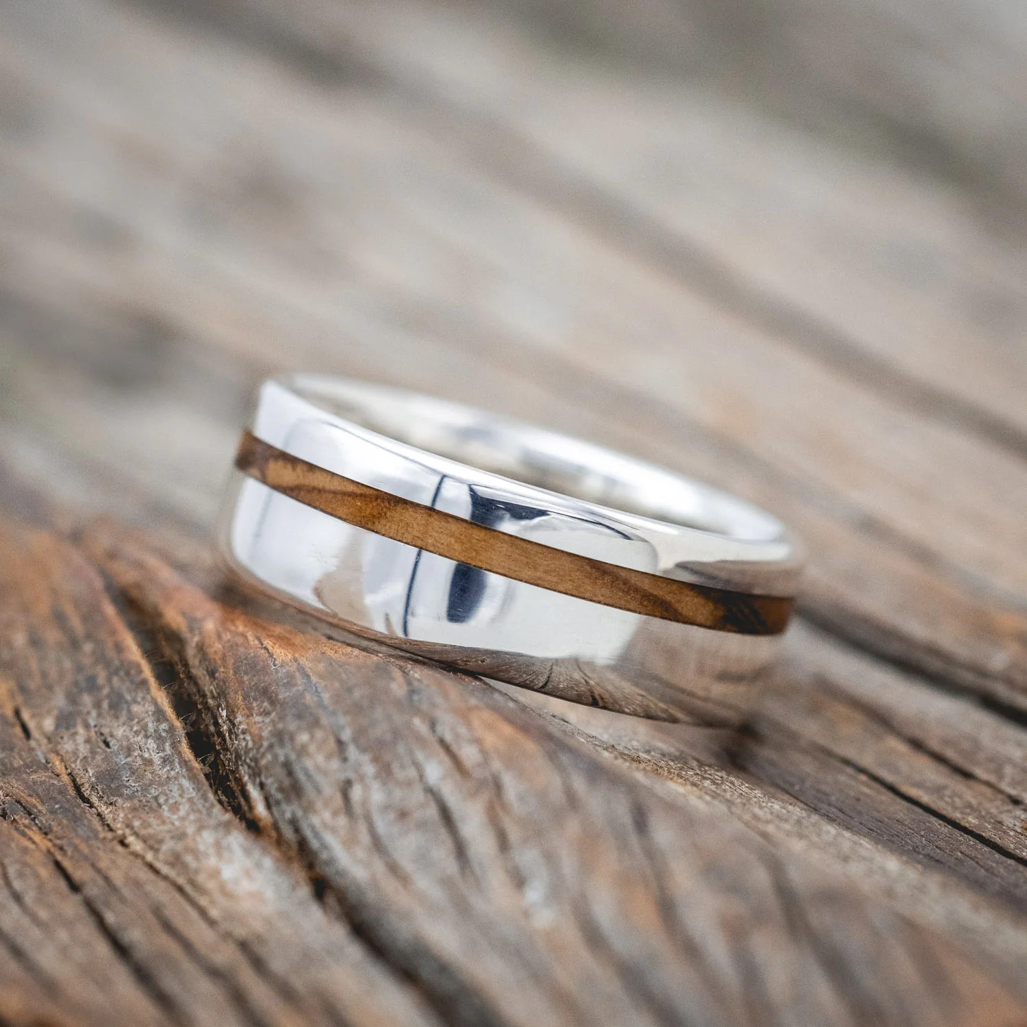 "VERTIGO" - BETHLEHEM OLIVE WOOD WEDDING BAND - Image 11