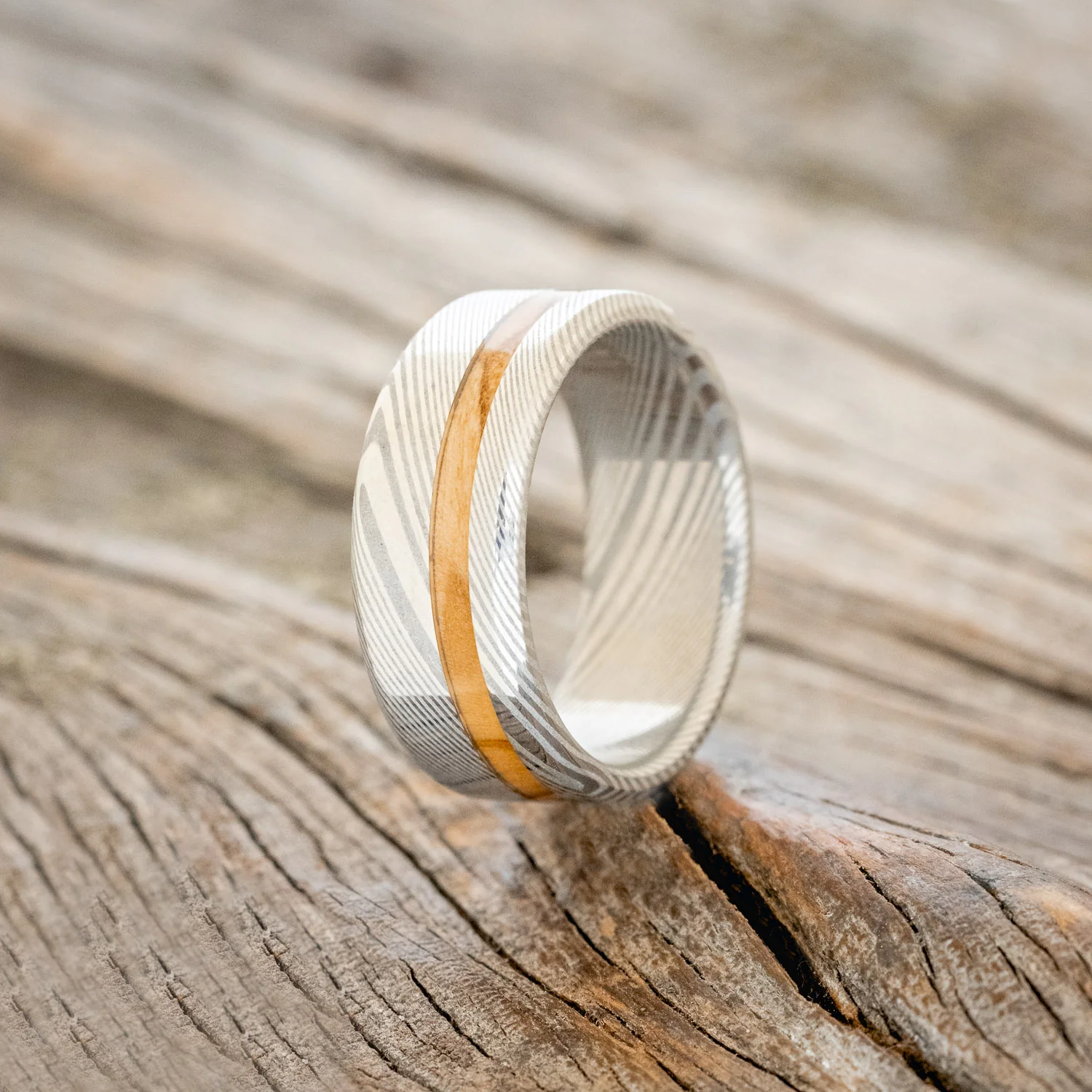 "VERTIGO" - BETHLEHEM OLIVE WOOD WEDDING BAND - Image 13