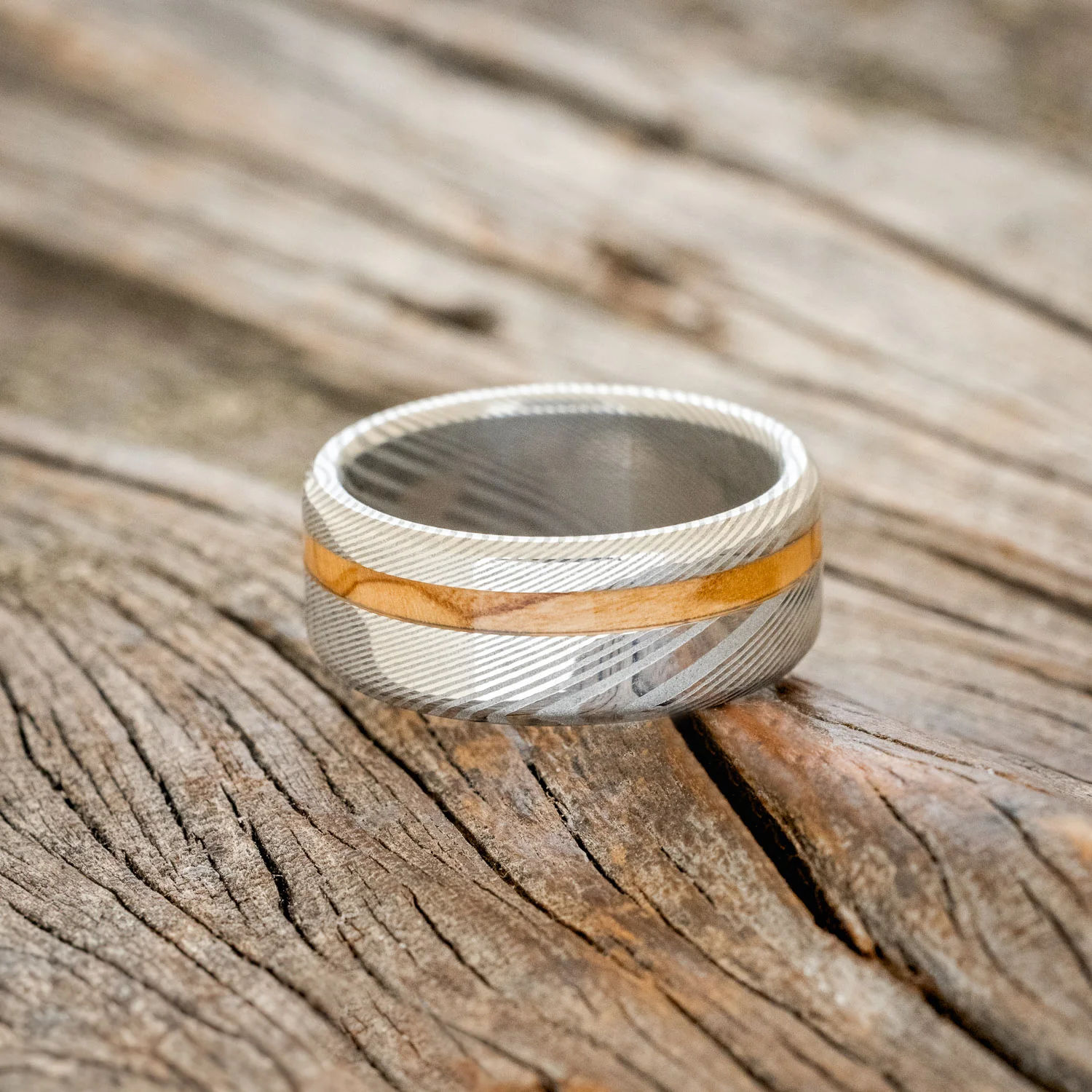 "VERTIGO" - BETHLEHEM OLIVE WOOD WEDDING BAND - Image 15