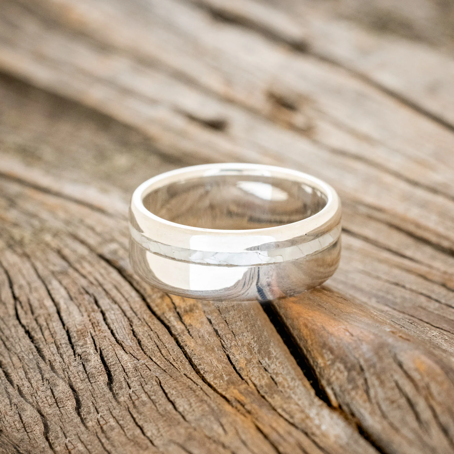 "VERTIGO" - MOTHER OF PEARL INLAY WEDDING BAND - Image 13
