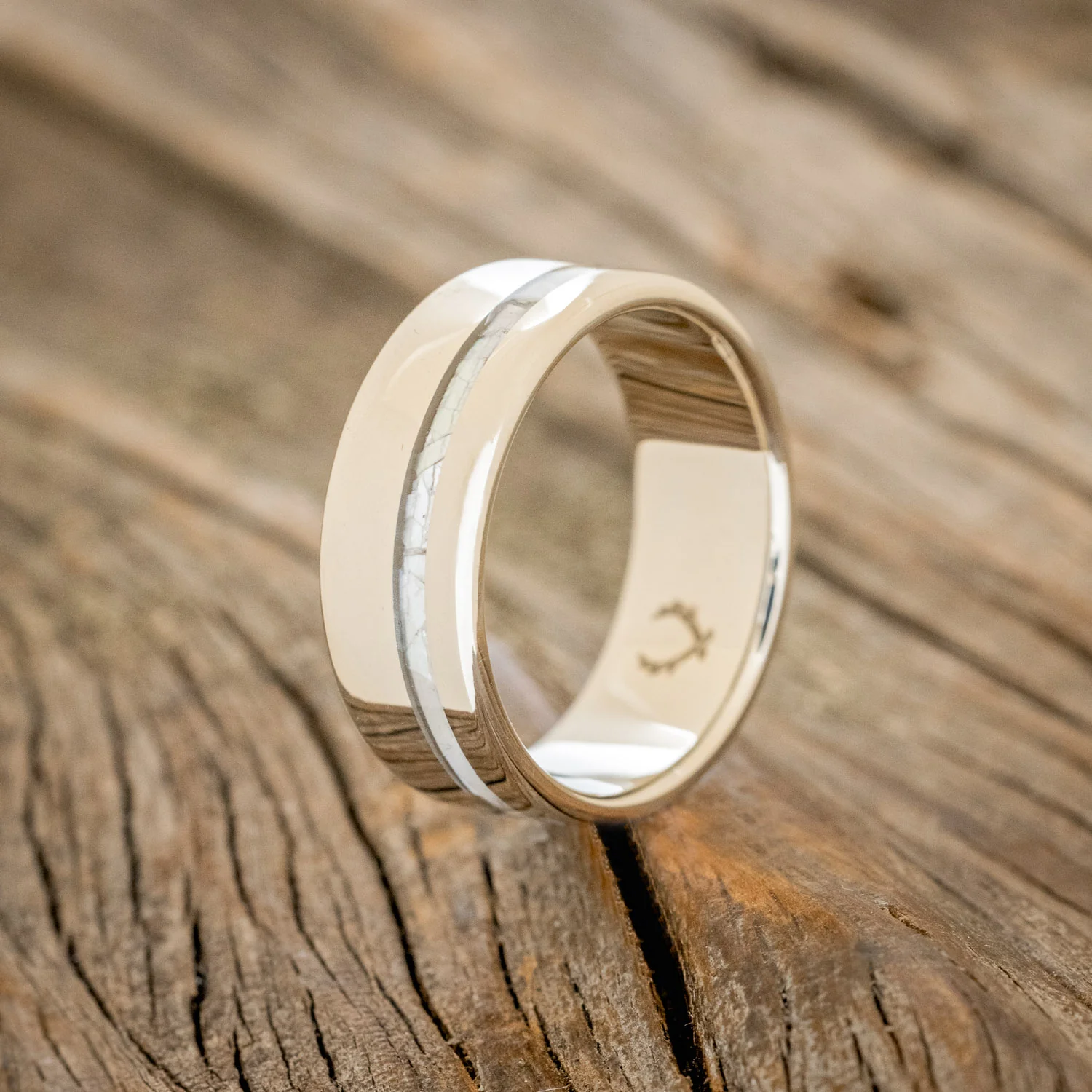 "VERTIGO" - MOTHER OF PEARL INLAY WEDDING BAND - Image 14