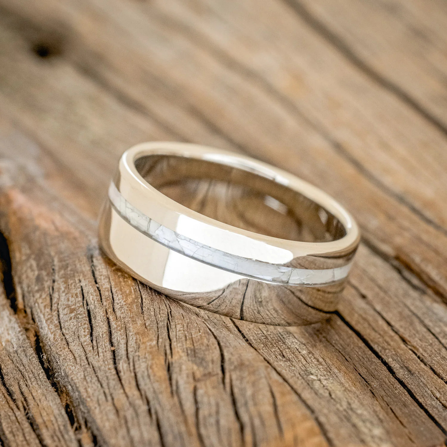 "VERTIGO" - MOTHER OF PEARL INLAY WEDDING BAND - Image 15