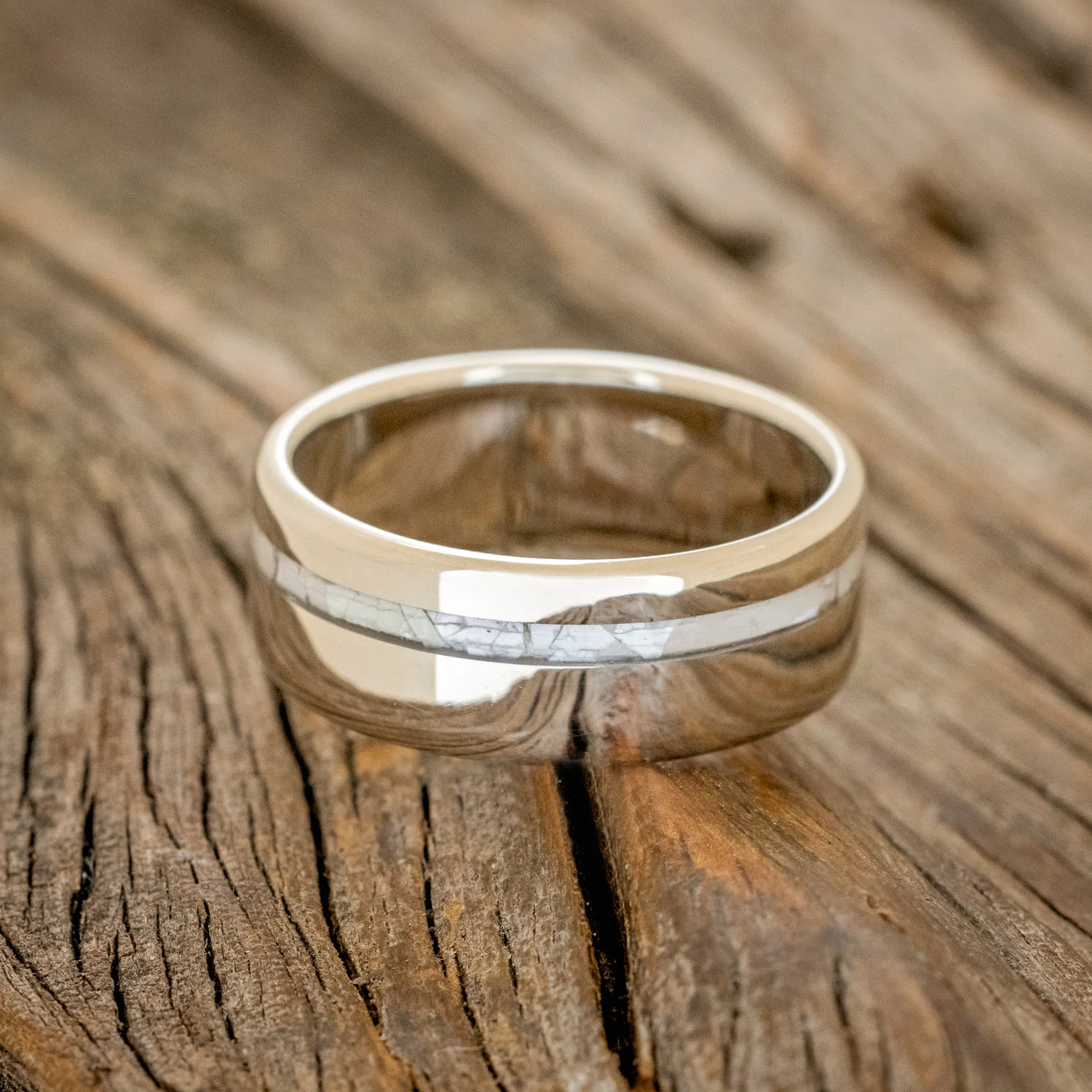 "VERTIGO" - MOTHER OF PEARL INLAY WEDDING BAND - Image 16