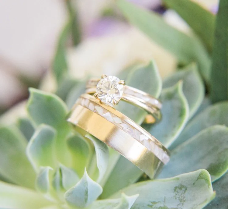 "VERTIGO" - MOTHER OF PEARL INLAY WEDDING BAND - Image 17